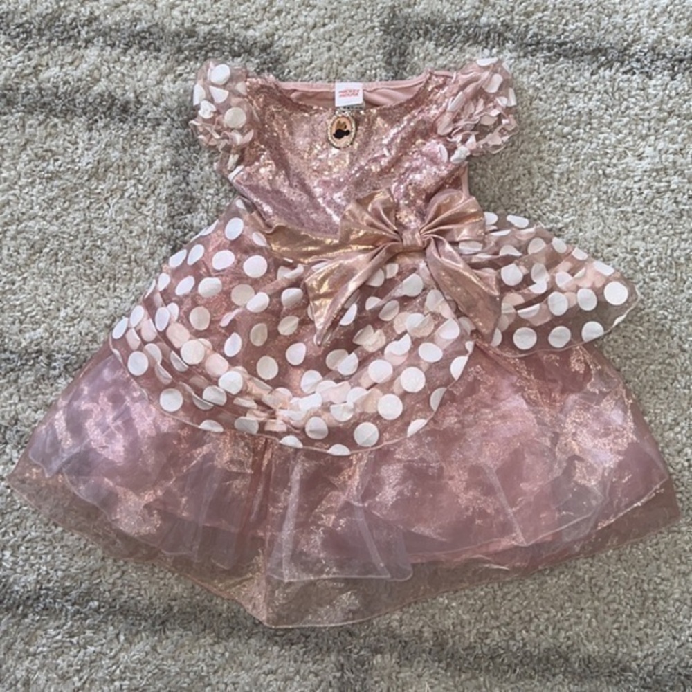 Disney‎ Minnie Mouse Deluxe Rose Gold Halloween Costume Dress XS 3T-4T - Picture 2 of 9